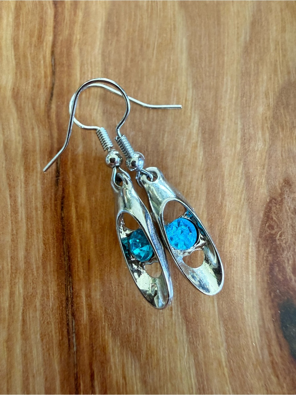 FREE Silver Drop Earrings with Blue Crystal Accent